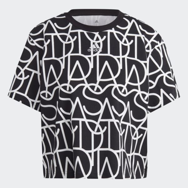 T-shirt Boyfriend Graphique Adidas Sur L'ensemble Noir Chaud