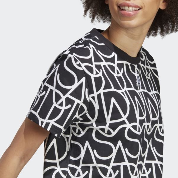 T-shirt Boyfriend Graphique Adidas Sur L'ensemble Noir Chaud