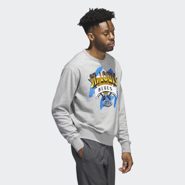 Sweat Ras Du Cou Vintage Blues Gris Moyen Adidas