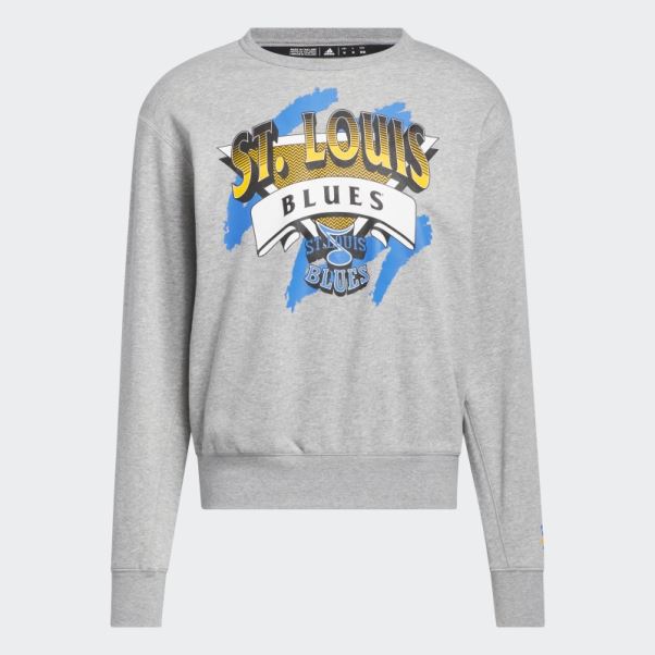 Sweat Ras Du Cou Vintage Blues Gris Moyen Adidas