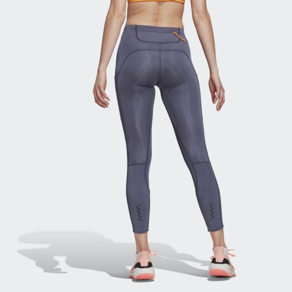 Collants De Course Brillants Fastimpact 7/8 Bleu Marine Adidas
