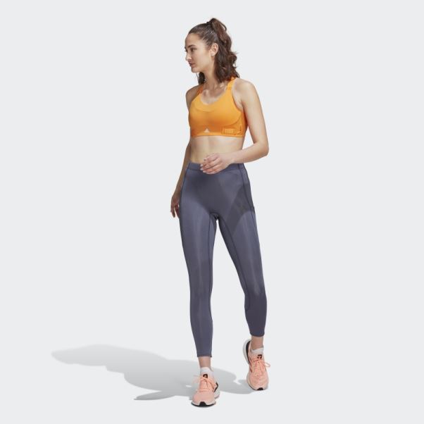 Collants De Course Brillants Fastimpact 7/8 Bleu Marine Adidas