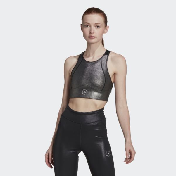 Adidas By Stella Mccartney Crop Top D'entraînement Brillant Mode Noir