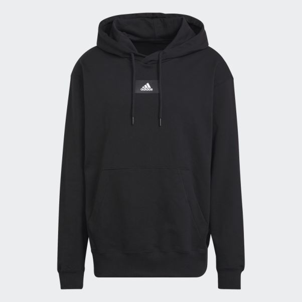 Sweat à Capuche Adidas Essentials Feelvivid Coton French Terry Drop Shoulder Noir