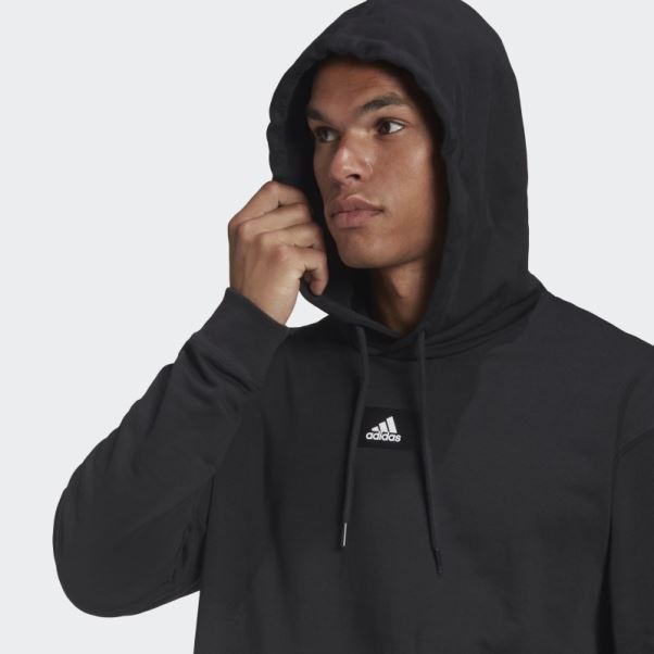 Sweat à Capuche Adidas Essentials Feelvivid Coton French Terry Drop Shoulder Noir