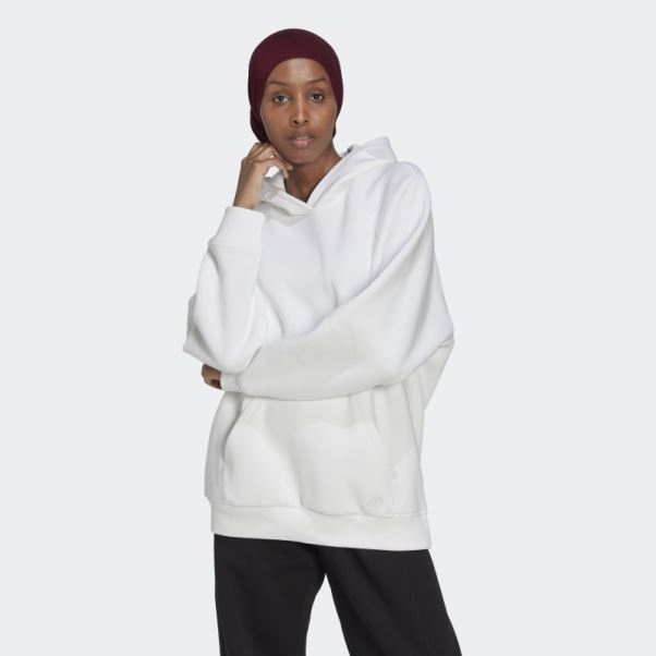Sweat à Capuche Boyfriend Adidas All Szn Polaire Blanc