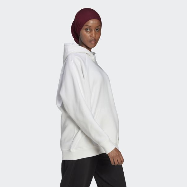 Sweat à Capuche Boyfriend Adidas All Szn Polaire Blanc