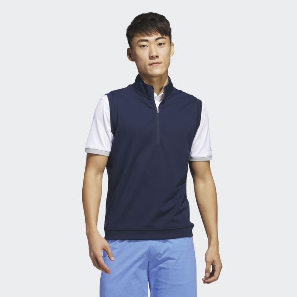 Gilet Bleu Marine à Enfiler Et Zippé 1/4 Adidas