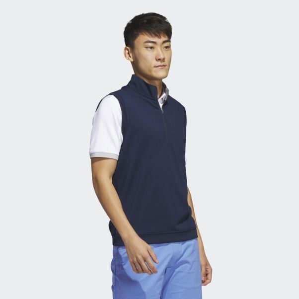 Gilet Bleu Marine à Enfiler Et Zippé 1/4 Adidas