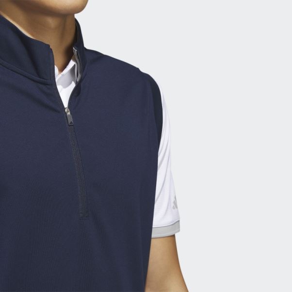 Gilet Bleu Marine à Enfiler Et Zippé 1/4 Adidas