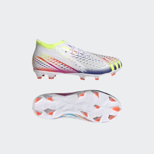 Adidas Predator Edge.1 Chaussures De Sol Ferme Blanches