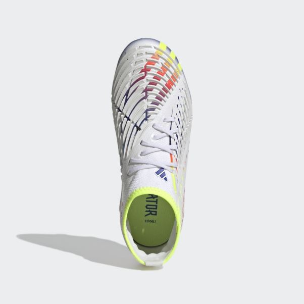 Adidas Predator Edge.1 Chaussures De Sol Ferme Blanches
