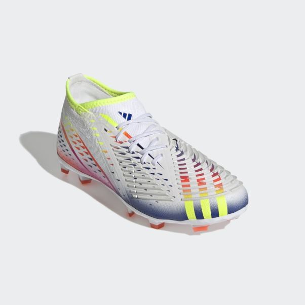Adidas Predator Edge.1 Chaussures De Sol Ferme Blanches