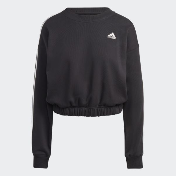 Sweat Crop à 3 Bandes Essentials Noir Adidas