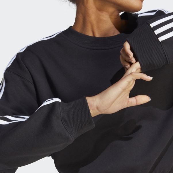 Sweat Crop à 3 Bandes Essentials Noir Adidas