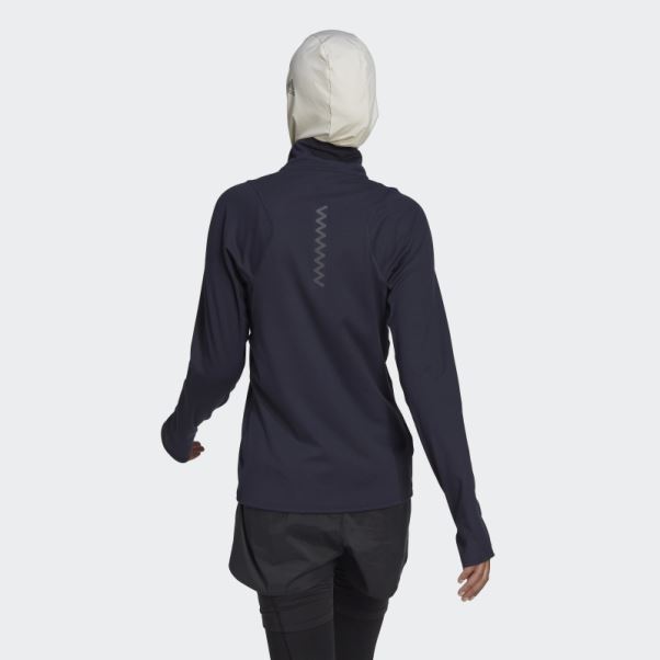 Sweat-shirt à Manches Longues Et Demi-zip Run Fast Encre Adidas