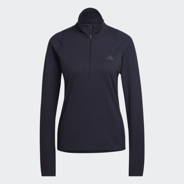 Sweat-shirt à Manches Longues Et Demi-zip Run Fast Encre Adidas
