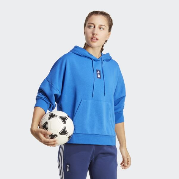 Sweat à Capuche Italie Adidas Bleu