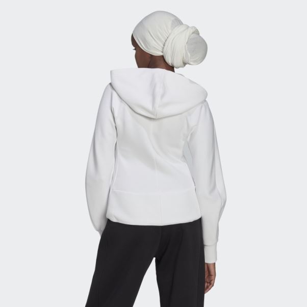 Sweat à Capuche Zippé Intégral Coupe Slim Mission Victoire Blanc Adidas