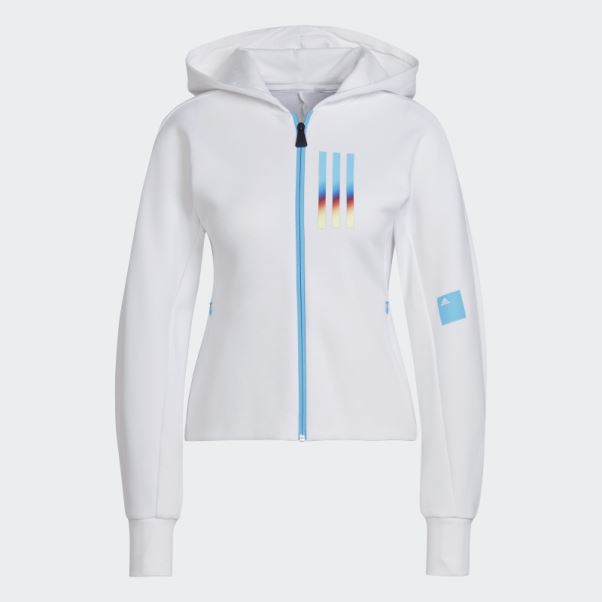 Sweat à Capuche Zippé Intégral Coupe Slim Mission Victoire Blanc Adidas