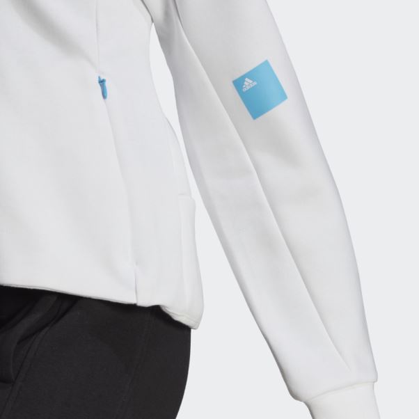 Sweat à Capuche Zippé Intégral Coupe Slim Mission Victoire Blanc Adidas