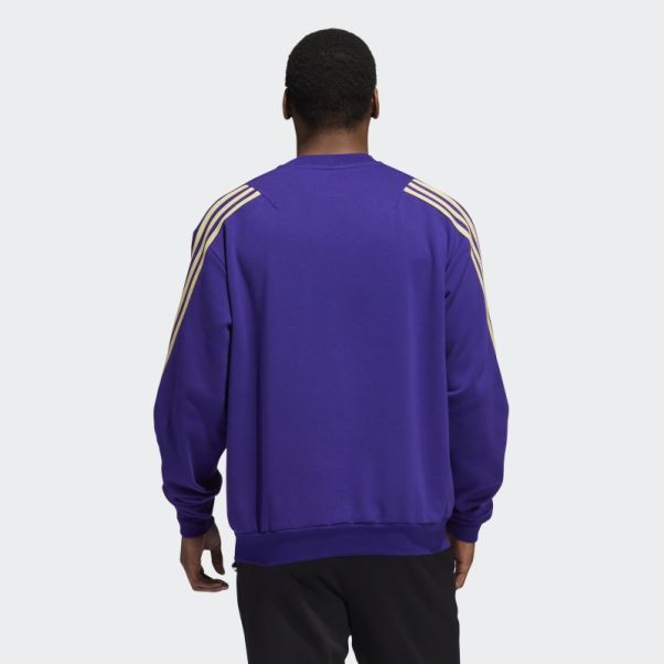 Sweat Ras Du Cou à 3 Bandes Adidas Violet Collège