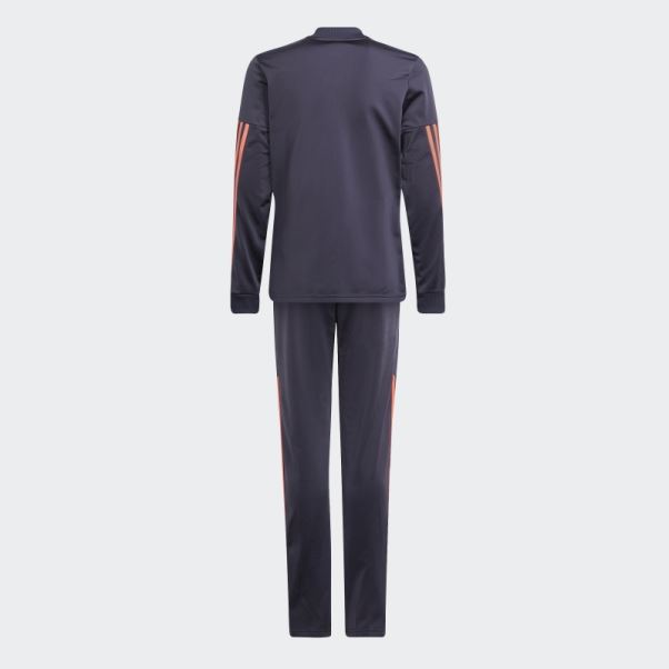 Survetement Polyester Aeroready 3 Bandes Bleu Marine Adidas