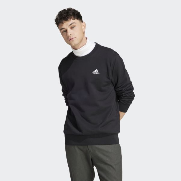 Sweat Adidas Essentials Noir à Petit Logo En Tissu éponge Brodé