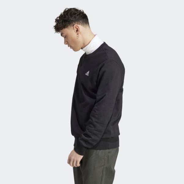 Sweat Adidas Essentials Noir à Petit Logo En Tissu éponge Brodé