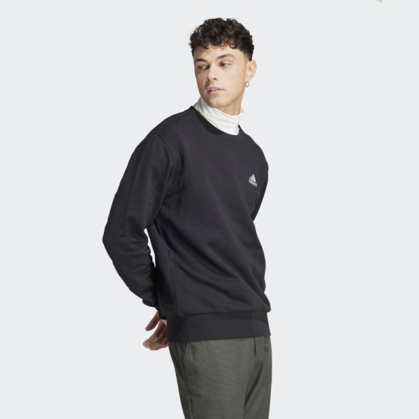 Sweat Adidas Essentials Noir à Petit Logo En Tissu éponge Brodé