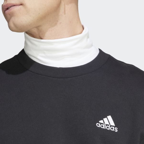 Sweat Adidas Essentials Noir à Petit Logo En Tissu éponge Brodé
