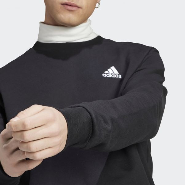Sweat Adidas Essentials Noir à Petit Logo En Tissu éponge Brodé
