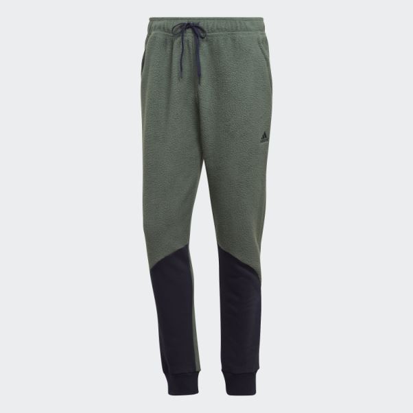 Pantalon En Polaire Sherpa Color Block Vert Oxyde Adidas