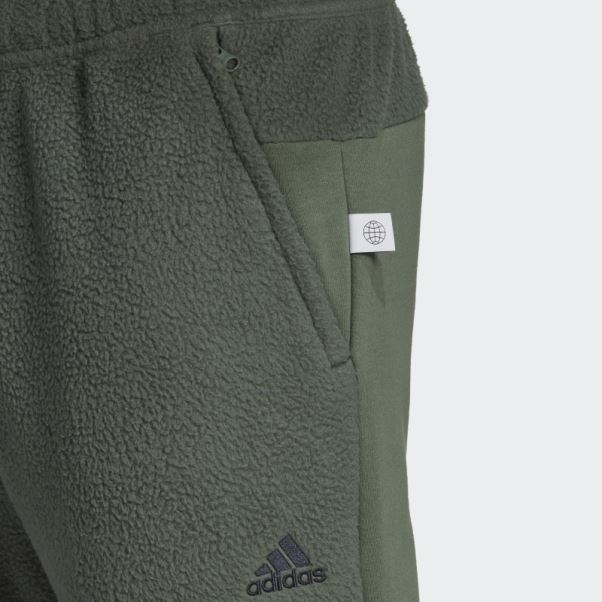 Pantalon En Polaire Sherpa Color Block Vert Oxyde Adidas