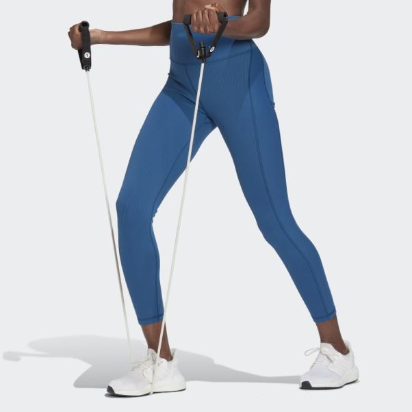 Yoga Studio Luxe Wind Legging Côtelé Taille Super Haute Bleu Marine Adidas
