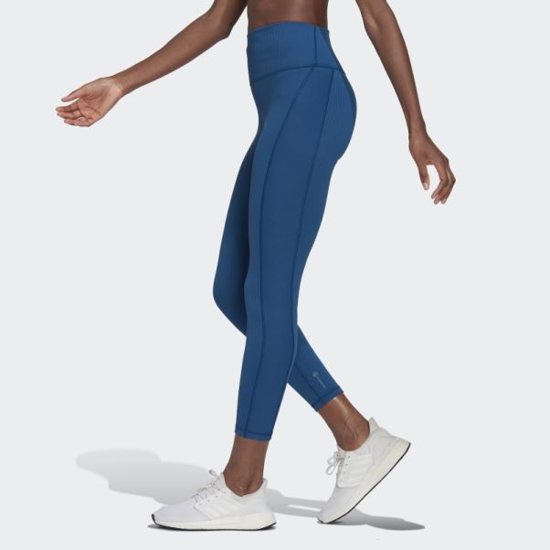 Yoga Studio Luxe Wind Legging Côtelé Taille Super Haute Bleu Marine Adidas