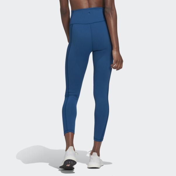Yoga Studio Luxe Wind Legging Côtelé Taille Super Haute Bleu Marine Adidas