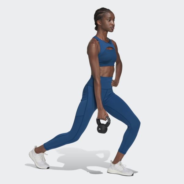 Yoga Studio Luxe Wind Legging Côtelé Taille Super Haute Bleu Marine Adidas