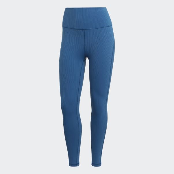 Yoga Studio Luxe Wind Legging Côtelé Taille Super Haute Bleu Marine Adidas