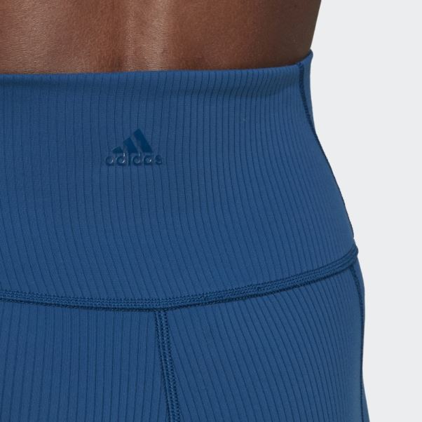 Yoga Studio Luxe Wind Legging Côtelé Taille Super Haute Bleu Marine Adidas