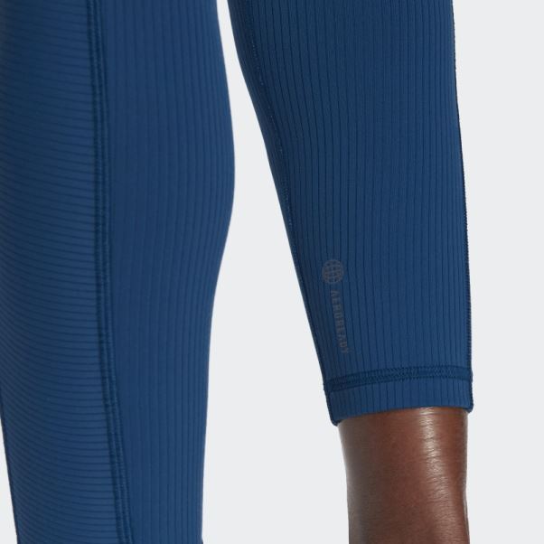 Yoga Studio Luxe Wind Legging Côtelé Taille Super Haute Bleu Marine Adidas