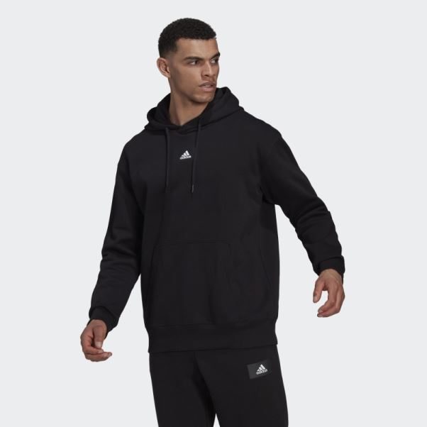 Sweat à Capuche à épaules Tombantes En Molleton De Coton Essentials Feelvivid Adidas Noir