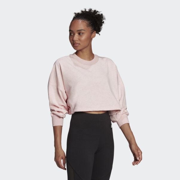 Adidas Sportswear Studio Lounge Summer Crew Sweatshirt Mode Botanique Rose Mel
