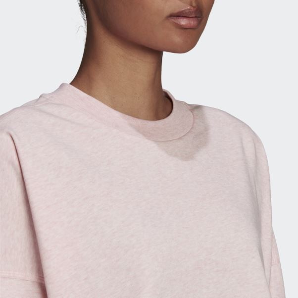 Adidas Sportswear Studio Lounge Summer Crew Sweatshirt Mode Botanique Rose Mel