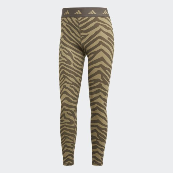 Adidas Leggings Hyperglam Techfit Taille Haute 7/8 Zebra Orbit Vert