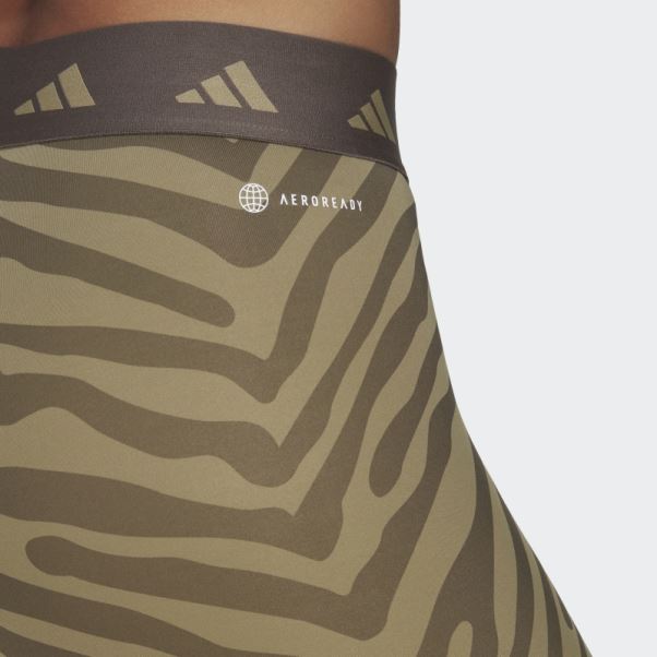 Adidas Leggings Hyperglam Techfit Taille Haute 7/8 Zebra Orbit Vert