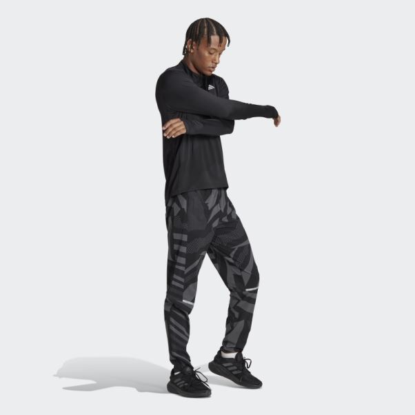 T-shirt Noir Adidas Own The Run 1/2 Zip