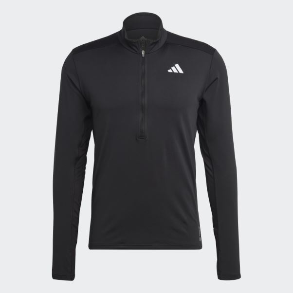 T-shirt Noir Adidas Own The Run 1/2 Zip