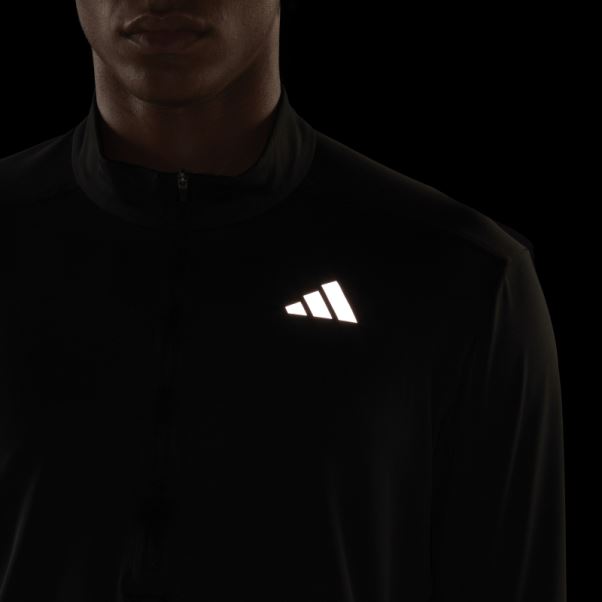 T-shirt Noir à Demi-zip Adidas Own The Run