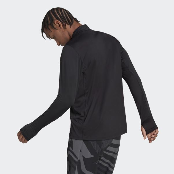 Posséder La Course 1/2 Zip Haut à Manches Longues Adidas Noir
